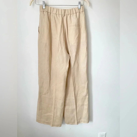 Zara Pants Women’s Small Linen Trousers Wide Leg High Rise Academia - Picture 4 of 8